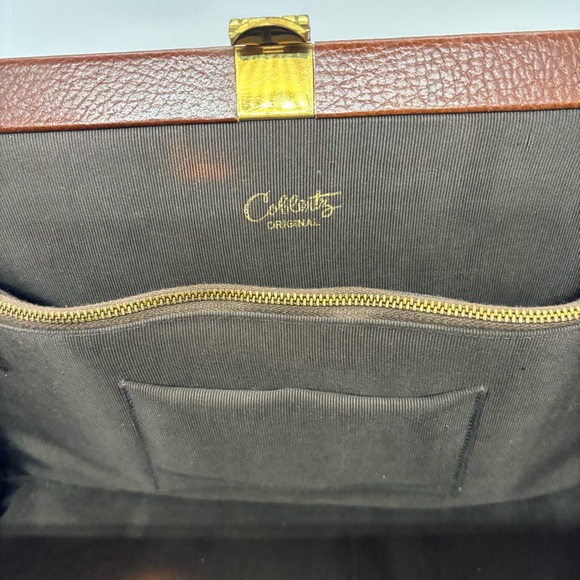 Vintage Classic Structured Top Handle Leather Handbag – Cognac Brown – OS - Picture 8 of 16